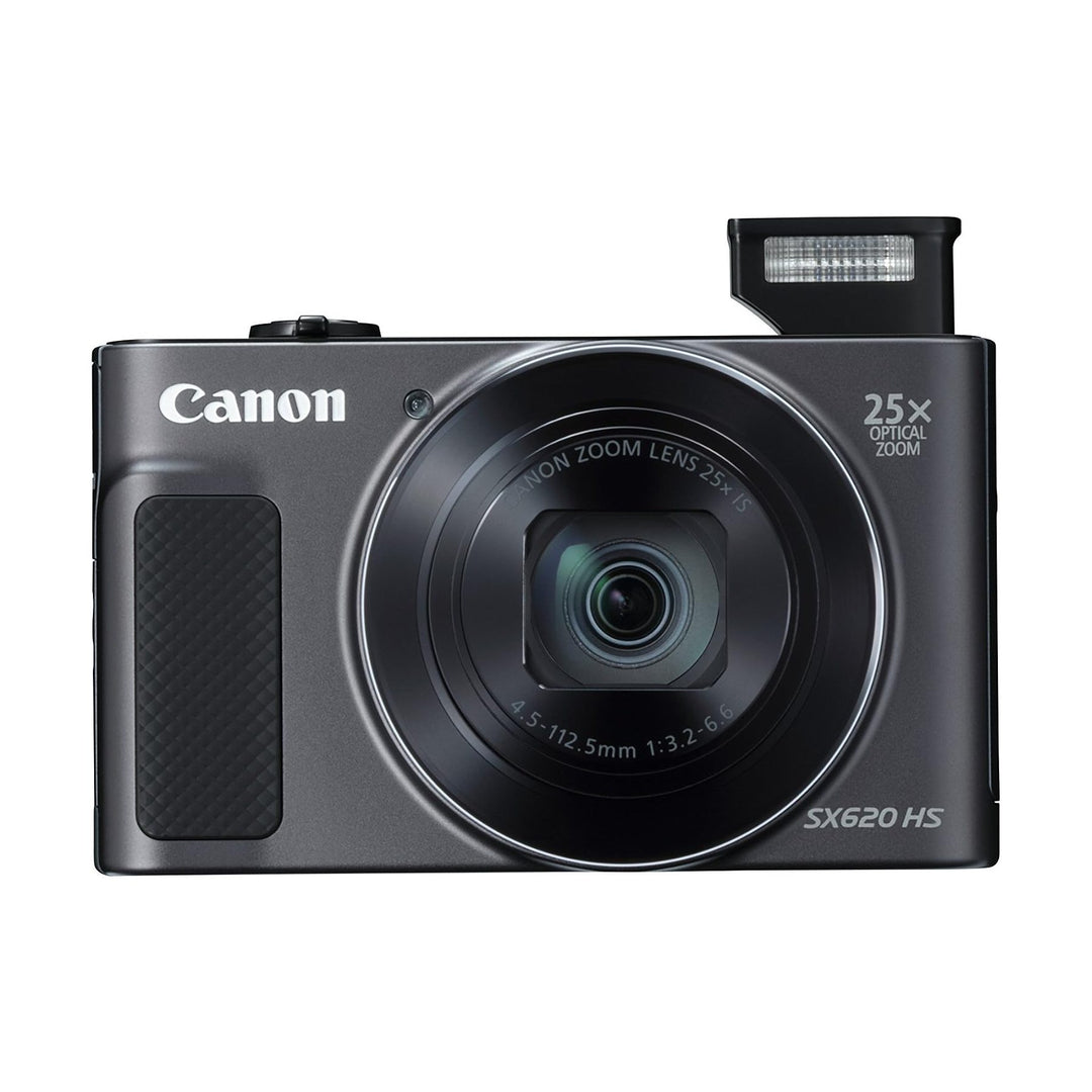 Canon PowerShot SX620 HS digital camera in matte black with 25x optical zoom lens by ClubCamera.com
