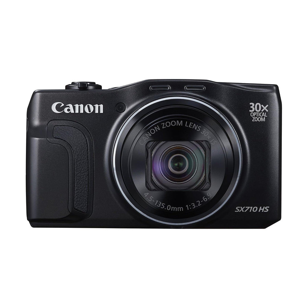ClubCamera.com front shot of black Canon PowerShot SX710 HS with 30x optical zoom lens