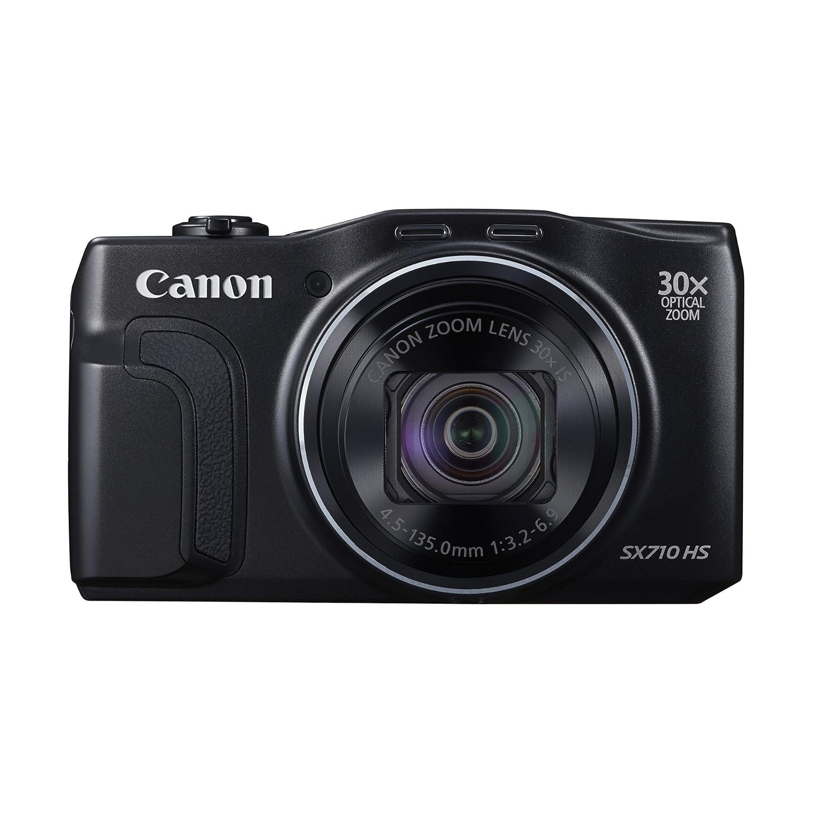 ClubCamera.com front shot of black Canon PowerShot SX710 HS with 30x optical zoom lens