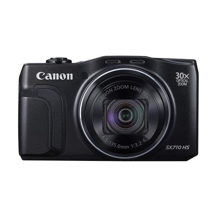 ClubCamera.com front shot of black Canon PowerShot SX710 HS with 30x optical zoom lens