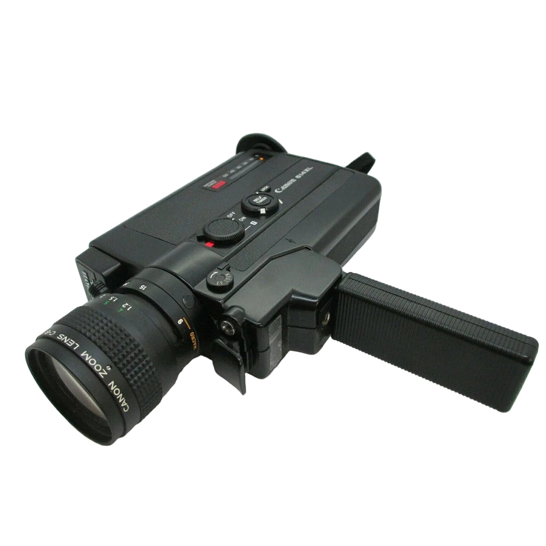 Canon 514XL Super 8 movie camera by ClubCamera.com with textured grip and 9-45mm f/1.4 macro zoom lens