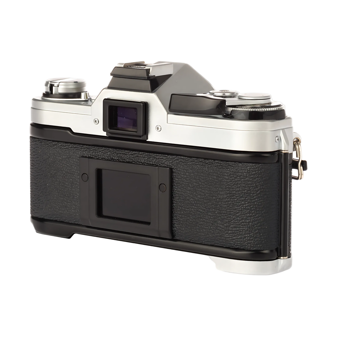 Canon AT-1 rear view textured rubber back panel purple viewfinder glass built-in flash at ClubCamera.com