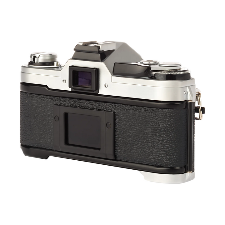 Canon AT-1 rear view textured rubber back panel purple viewfinder glass built-in flash at ClubCamera.com