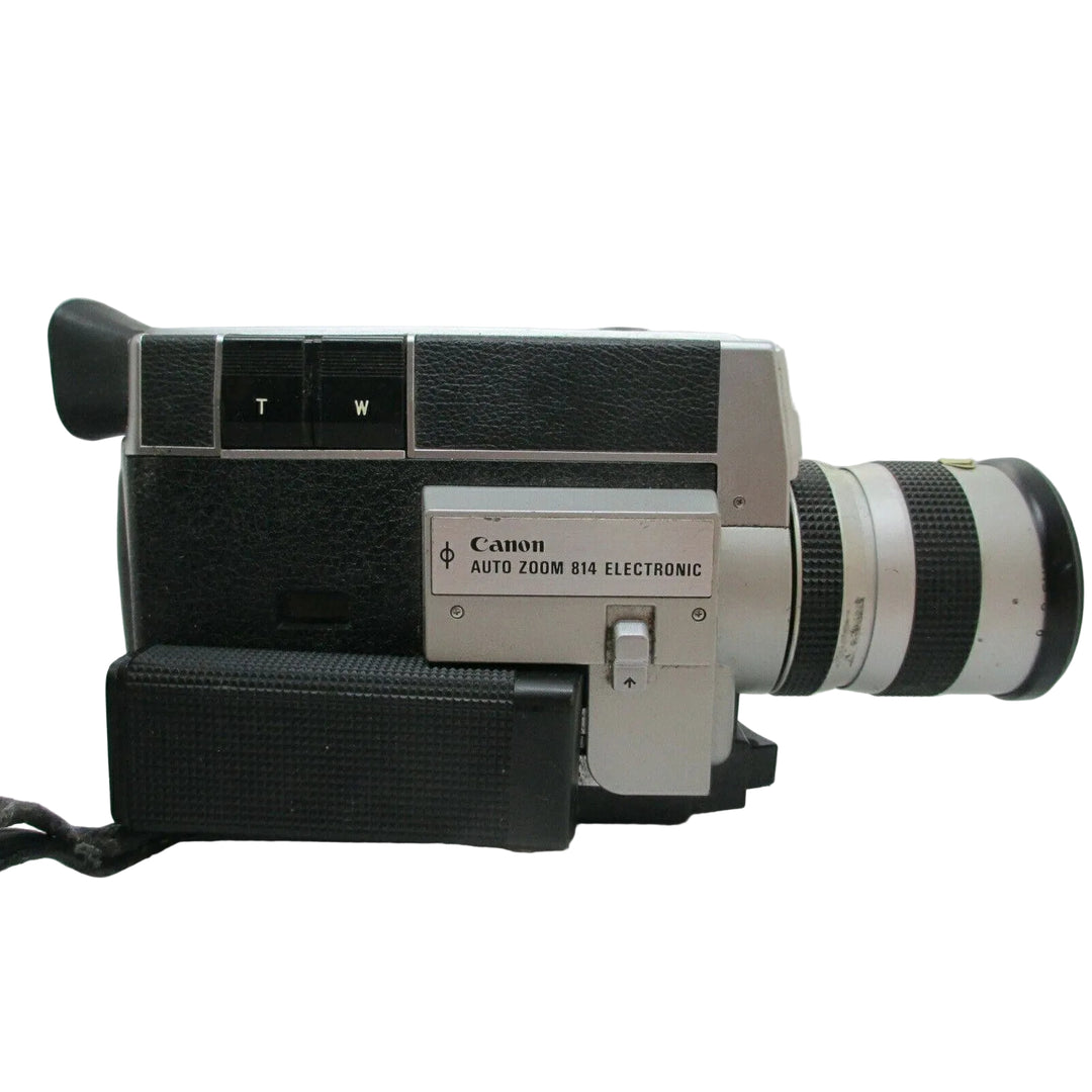 Canon Auto Zoom 814 Electronic Super 8 side profile T and W buttons ClubCamera.com