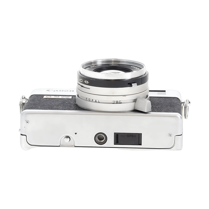 Canonet QL17 GIII top view film advance lever OPEN label ClubCamera.com