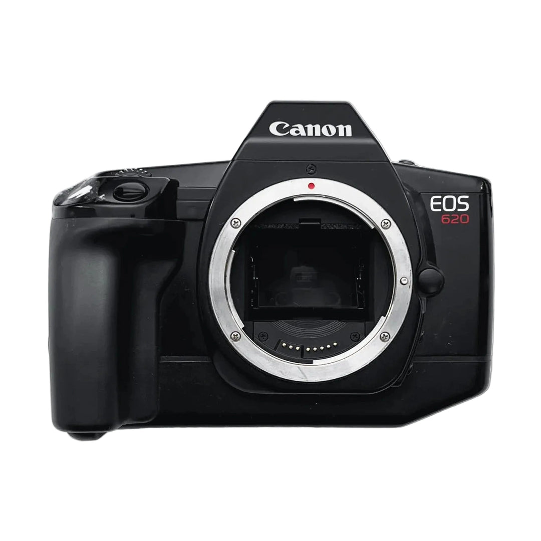 Canon EOS 620 black film SLR camera body only with silver EF lens mount and red alignment dot at ClubCamera.com