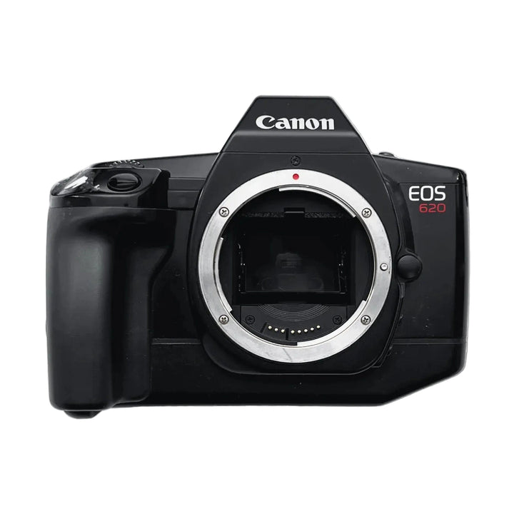 Canon EOS 620 black film SLR camera body only with silver EF lens mount and red alignment dot at ClubCamera.com