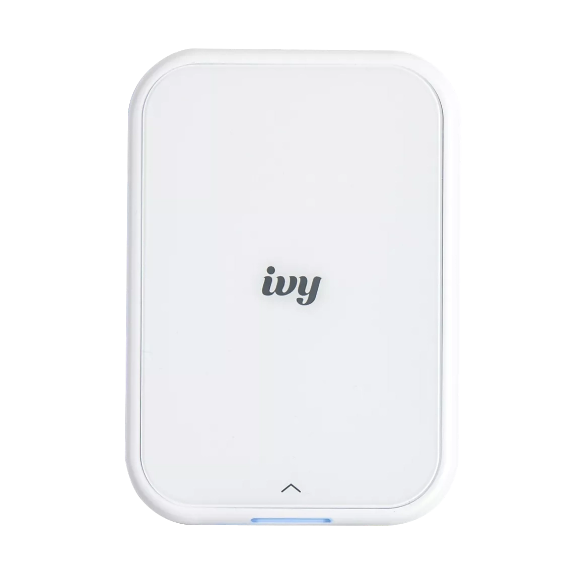 ClubCamera.com white Canon Ivy Mini Photo Printer front view with blue LED indicator light