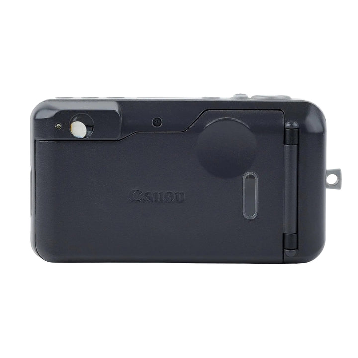 Black Canon Sure Shot 90u rear view with textured grip and embossed logo at ClubCamera.com