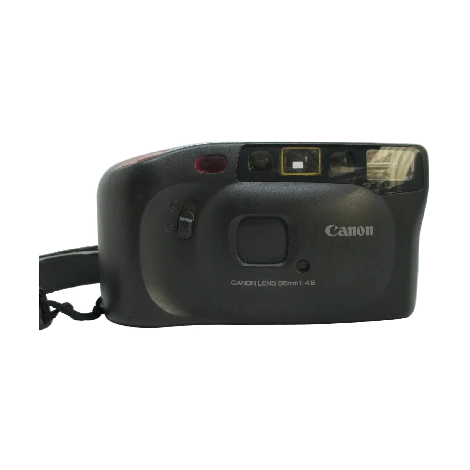 Canon Sure Shot Joy 35mm point-and-shoot front shot with yellow exposure meter window at ClubCamera.com