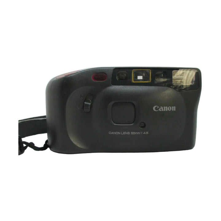 Canon Sure Shot Joy 35mm point-and-shoot front shot with yellow exposure meter window at ClubCamera.com