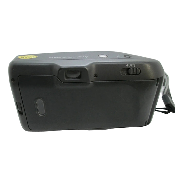 Rear view of Canon Sure Shot Joy film camera with burst mode switch and rewind slot from ClubCamera.com