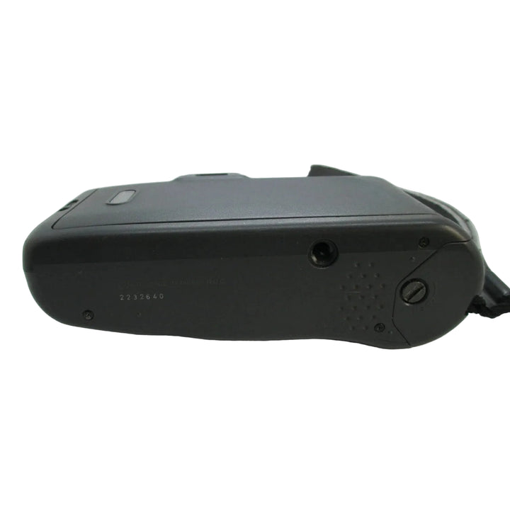 Black Canon Sure Shot Joy bottom view with Made in Taiwan text and tripod mount holes at ClubCamera.com