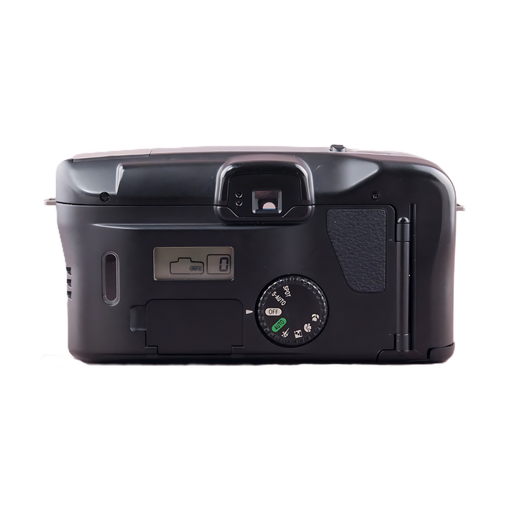 Black Canon Sure Shot Z135 Zoom 35mm film camera rear view with Best Shot Dial and LCD display at ClubCamera.com