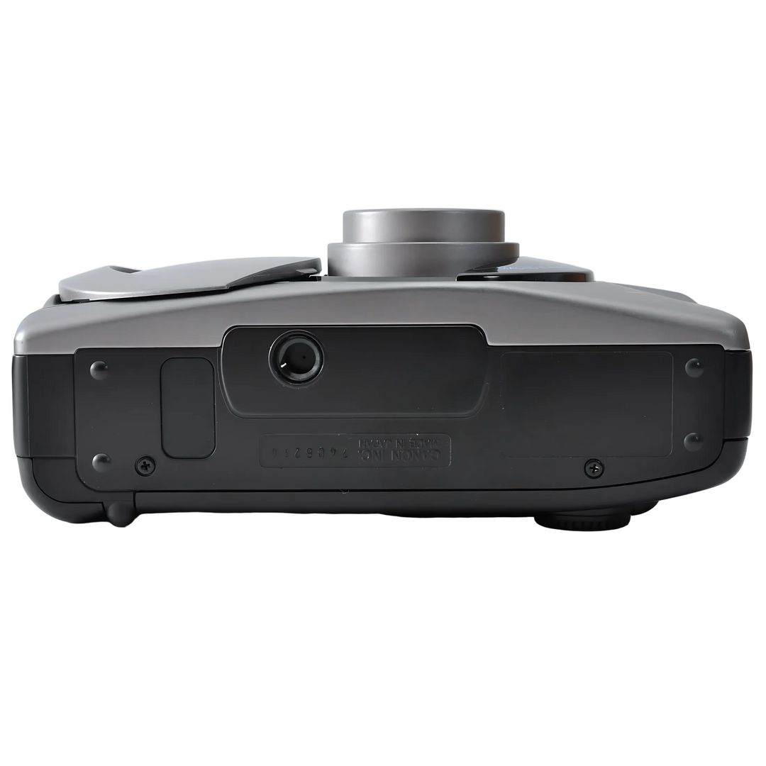 Bottom view of Canon Z70W showing rubber feet tripod mount and MADE IN JAPAN embossed label