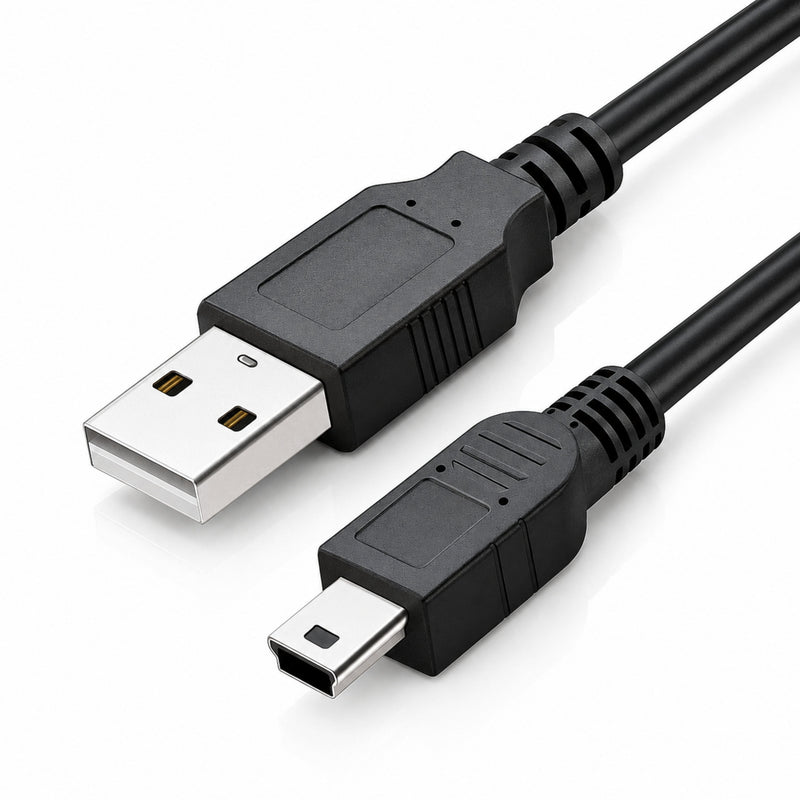 ClubCamera.com black Mini USB cable for Canon cameras with gold-plated connectors and matte finish