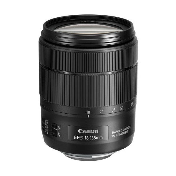 Canon EF-S 18-135mm f/3.5-5.6 IS Nano USM lens with textured focus ring and AF/MF switch from ClubCamera.com