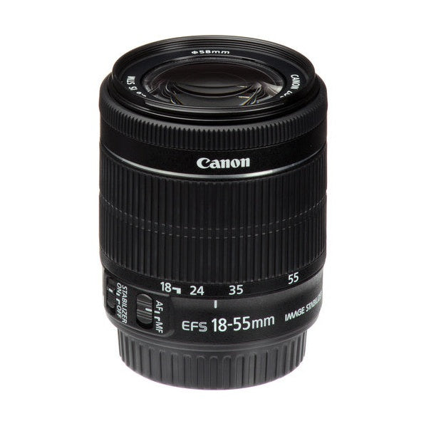 Canon EF-S 18-55mm f/3.5-5.6 IS STM lens by ClubCamera with matte black finish and textured rings