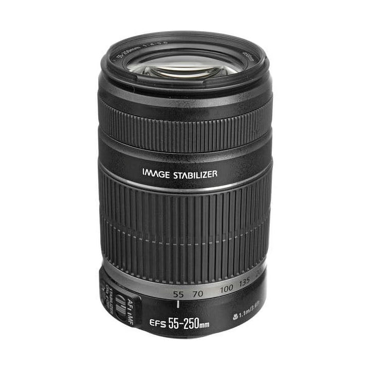 Canon EF-S 55-250mm f/4-5.6 IS II telephoto lens with Image Stabilizer and ribbed grip at ClubCamera.com