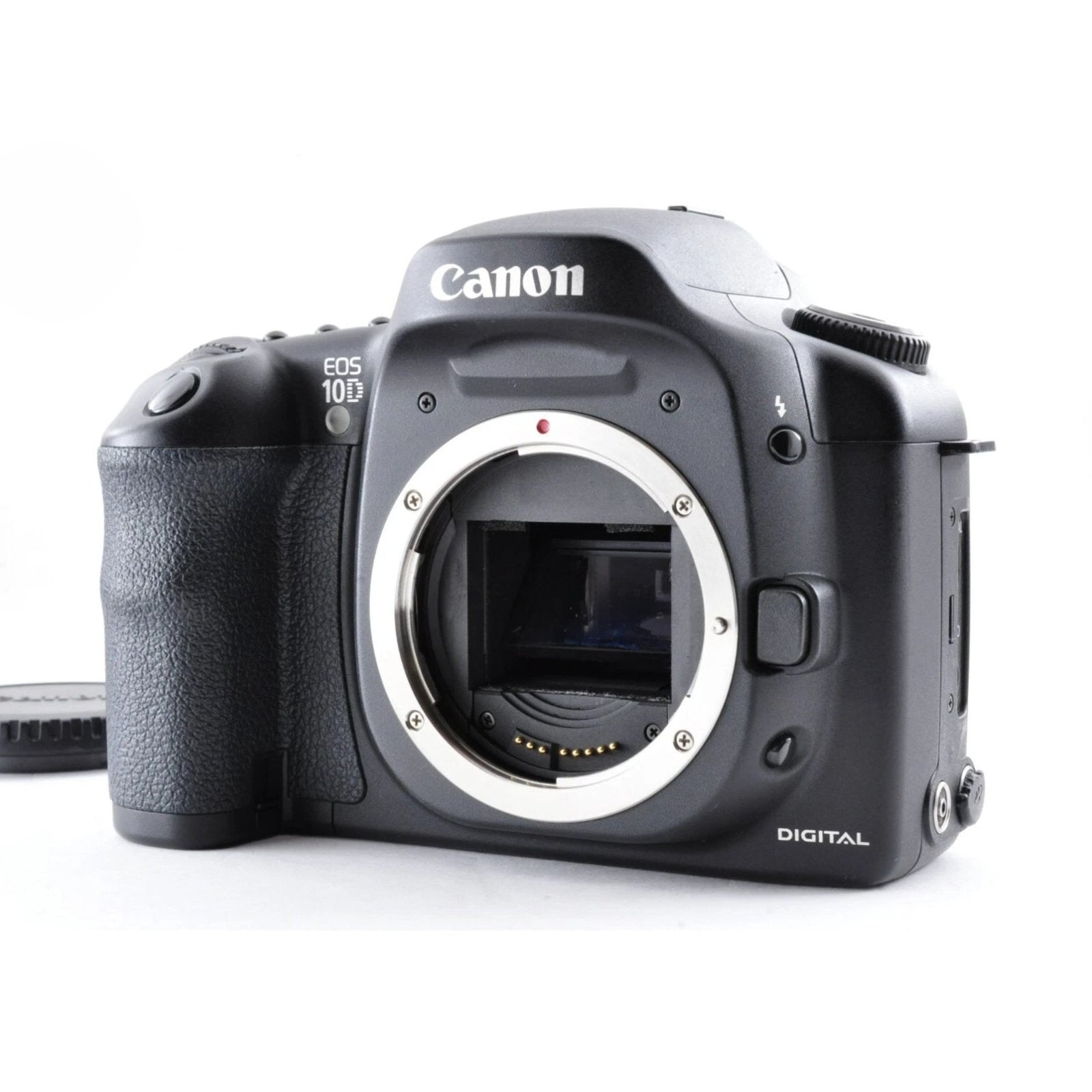 Front black Canon EOS-10D DSLR body with silver EF lens mount ring at ClubCamera.com