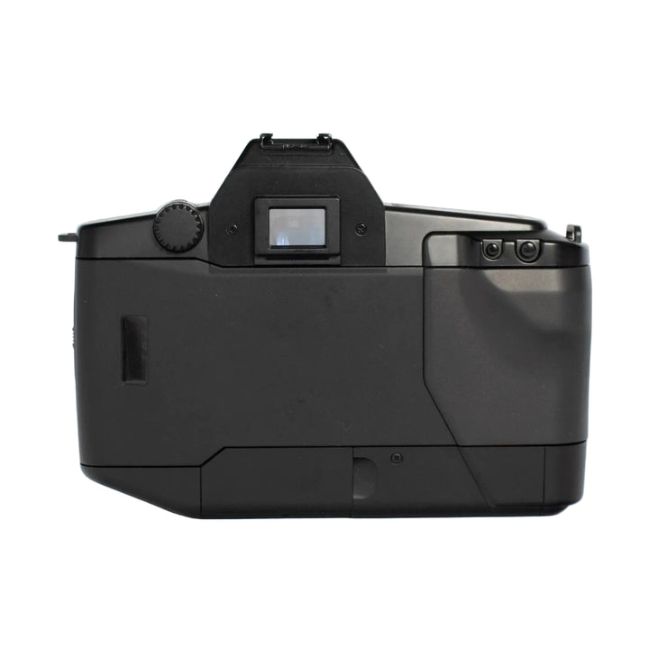 Rear view of black Canon EOS 630 SLR showing LCD screen, mode dial, and grip at ClubCamera.com
