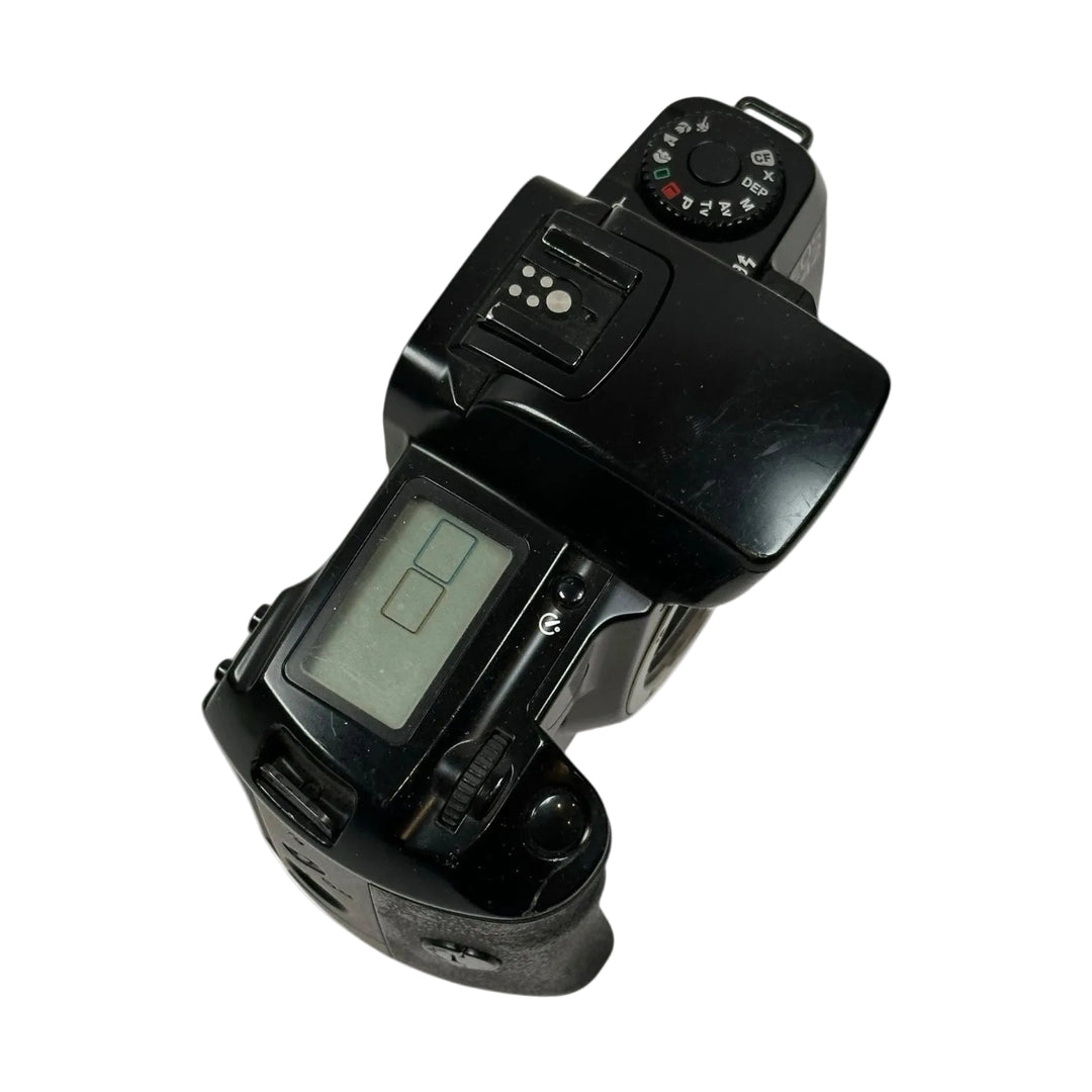 Top control panel of black Canon EOS A2 film camera mode dial at ClubCamera.com