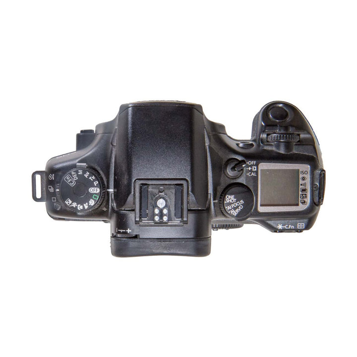 Top view of Canon EOS ELAN 7E mode dial and hot shoe for photography at ClubCamera.com