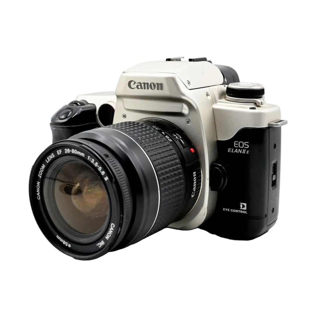 ClubCamera Canon EOS Elan IIE silver SLR with EF 28-80mm lens showing Eye Control branding