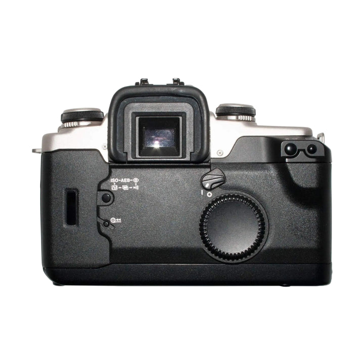 ClubCamera Canon EOS Elan IIE rear view highlighting ISO-AEB dials and textured black grip
