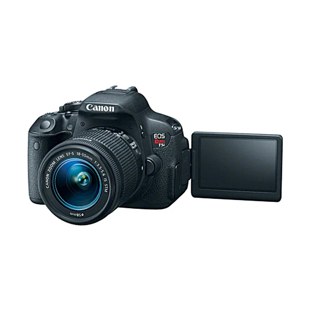 Canon EOS Rebel T5i vari-angle screen flipped up for vlogging at ClubCamera.com