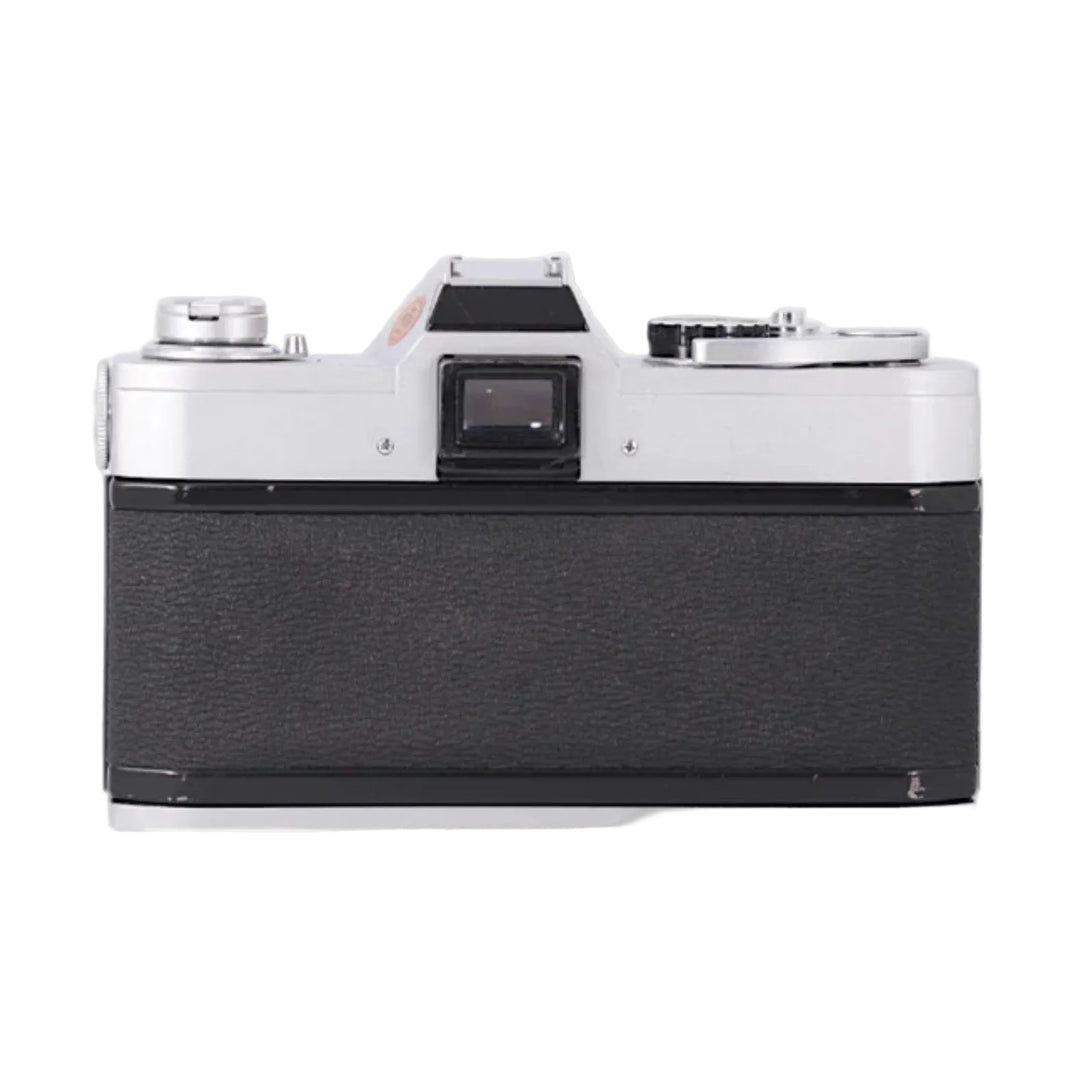 Rear view of Canon FT-QL 35mm SLR with textured back panel and viewfinder eyepiece at ClubCamera.com