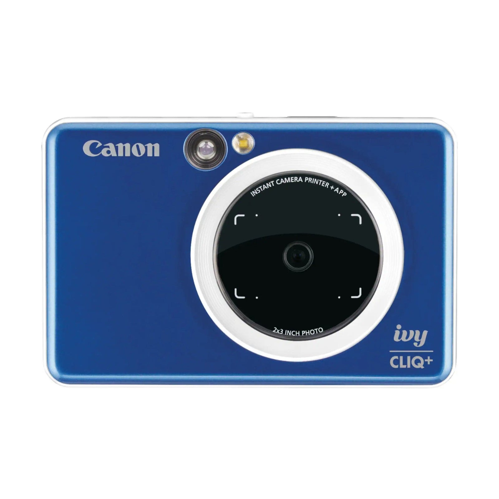 Canon Ivy Cliq Plus Sapphire Blue instant camera with selfie mirror and ring light at ClubCamera.com