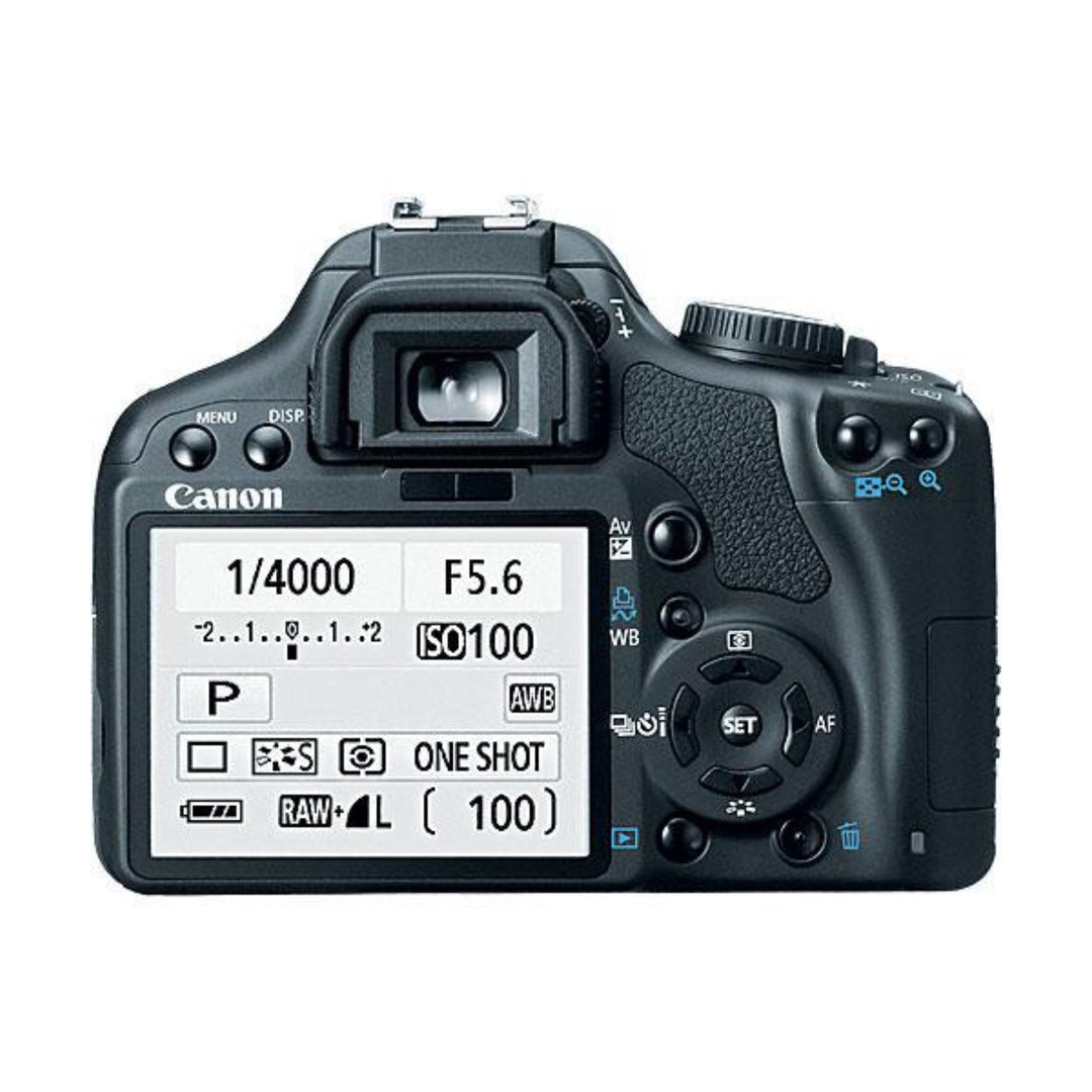 Rear view of Canon Rebel XSi LCD screen showing settings and controls at ClubCamera.com