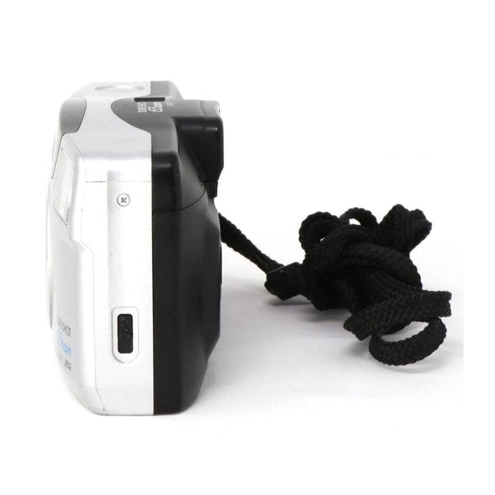 ClubCamera Canon Sure Shot 65 Zoom Date compact film camera side profile showing slim two-tone design