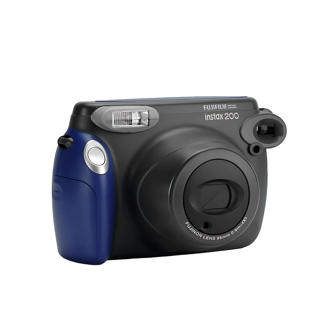 Cobalt blue and matte black Fujifilm INSTAX Wide 200 instant film camera with FUJINON lens at ClubCamera.com