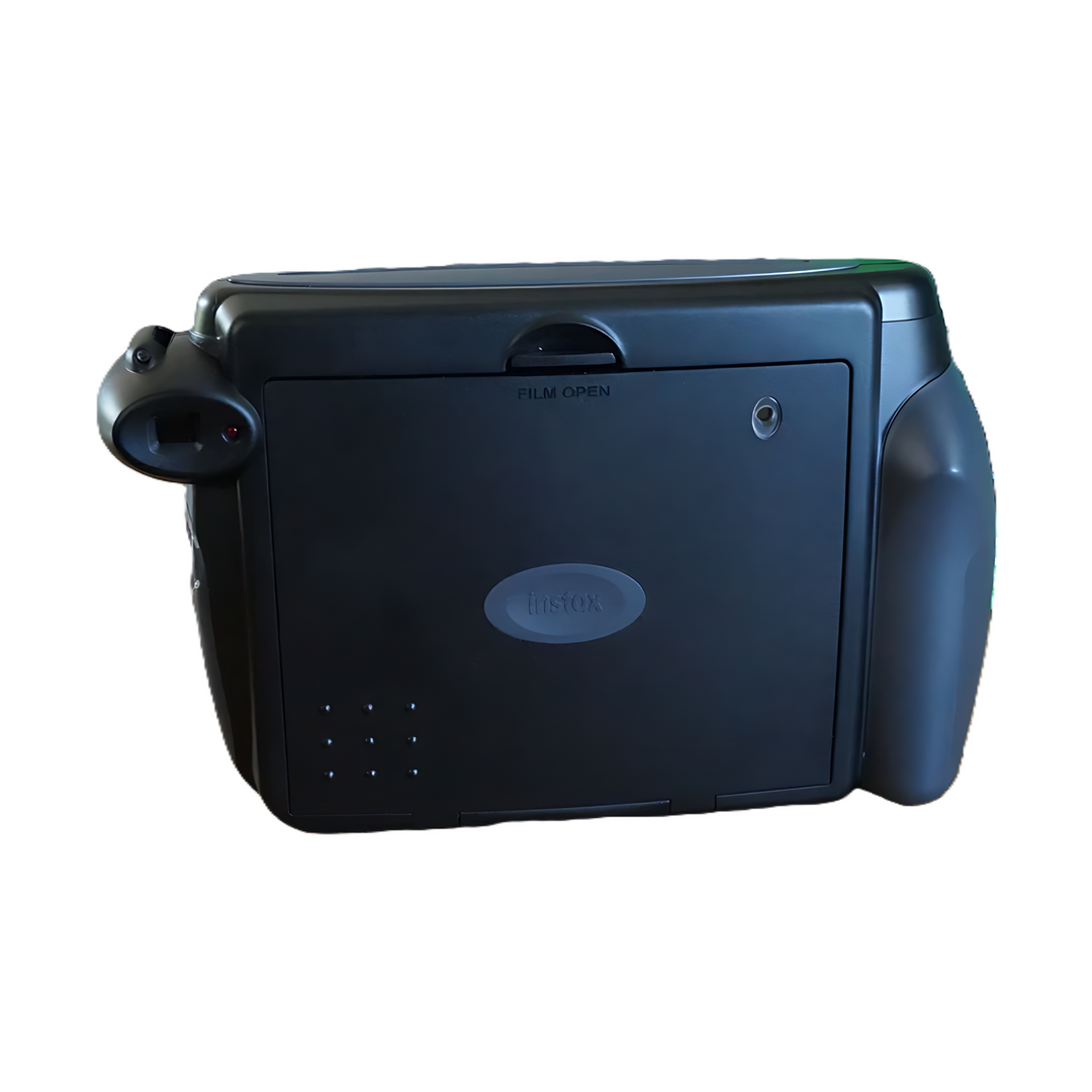 Rear view of Midnight Blue Fujifilm INSTAX Wide 210 showing film compartment door and grip at ClubCamera.com