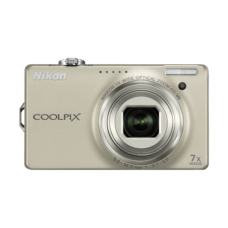 ClubCamera.com gold Nikon Coolpix S6000 point and shoot camera with NIKKOR 7x zoom lens
