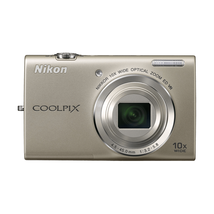 ClubCamera.com silver Nikon Coolpix S6200 point and shoot camera with NIKKOR 10x optical zoom lens
