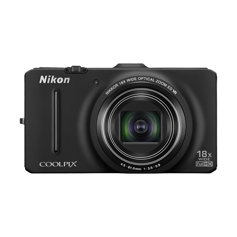 Nikon Coolpix S9300 black point-and-shoot camera with NIKKOR 18x zoom lens by ClubCamera.com