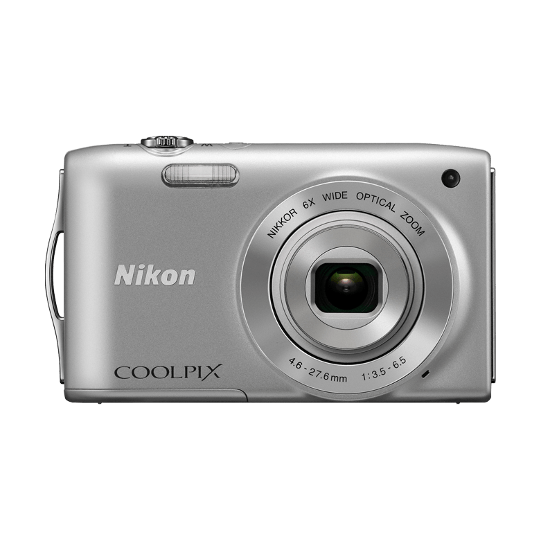 ClubCamera.com silver Nikon Coolpix S3200 point and shoot camera with NIKKOR 6x optical zoom lens