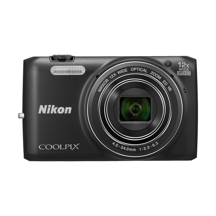 Nikon Coolpix S6800 black point and shoot camera with NIKKOR 12x zoom lens at ClubCamera.com