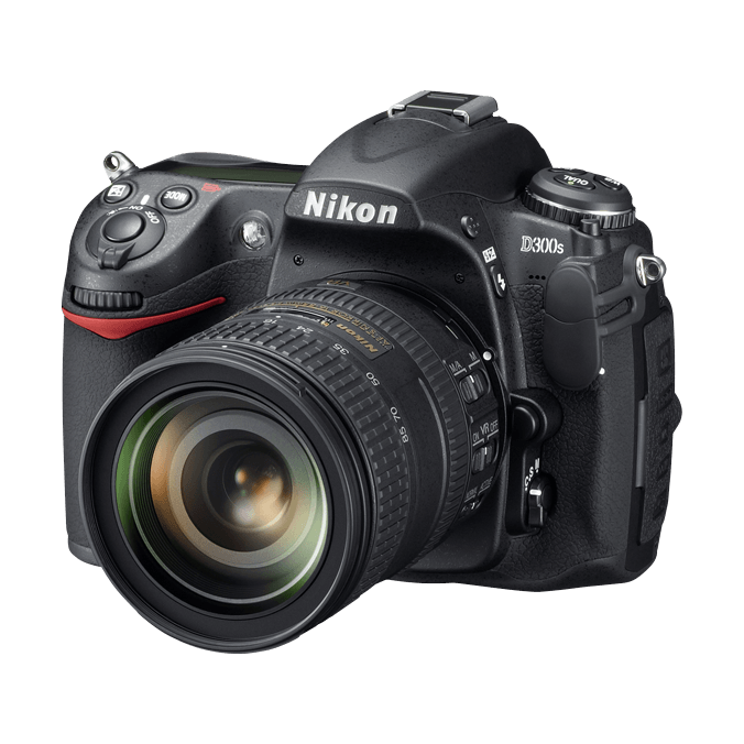 Black Nikon D300s DSLR with 18-55mm VR lens mounted showing magnesium body texture at ClubCamera.com