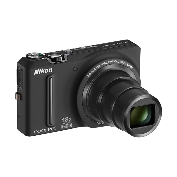 Nikon Coolpix S9100 black compact digital camera with extended zoom lens and NIKKOR 18x wide optical zoom by ClubCamera.com