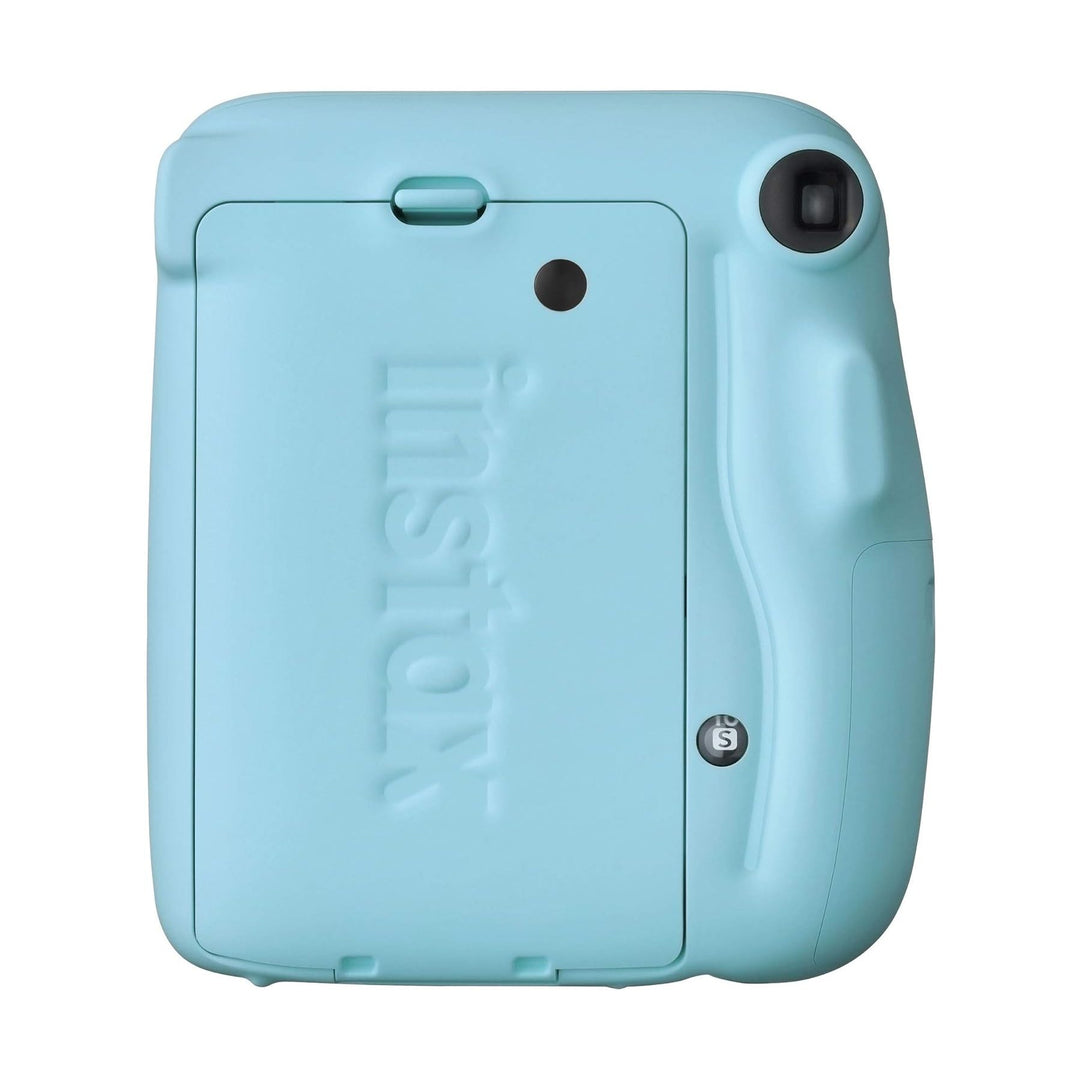 Back view of Sky Blue Instax Mini 11 selfie mode camera by ClubCamera.com
