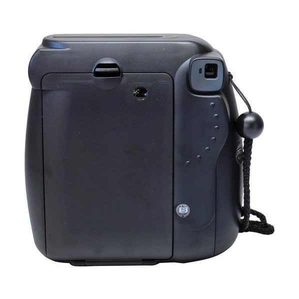 Rear view of black Fujifilm Instax Mini 8 instant camera with wrist strap at ClubCamera.com