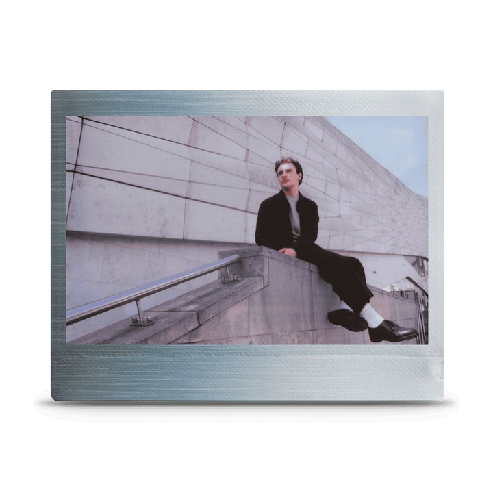ClubCamera.com Fujifilm Instax WIDE Brushed Metallics instant photo print with silver metallic border texture
