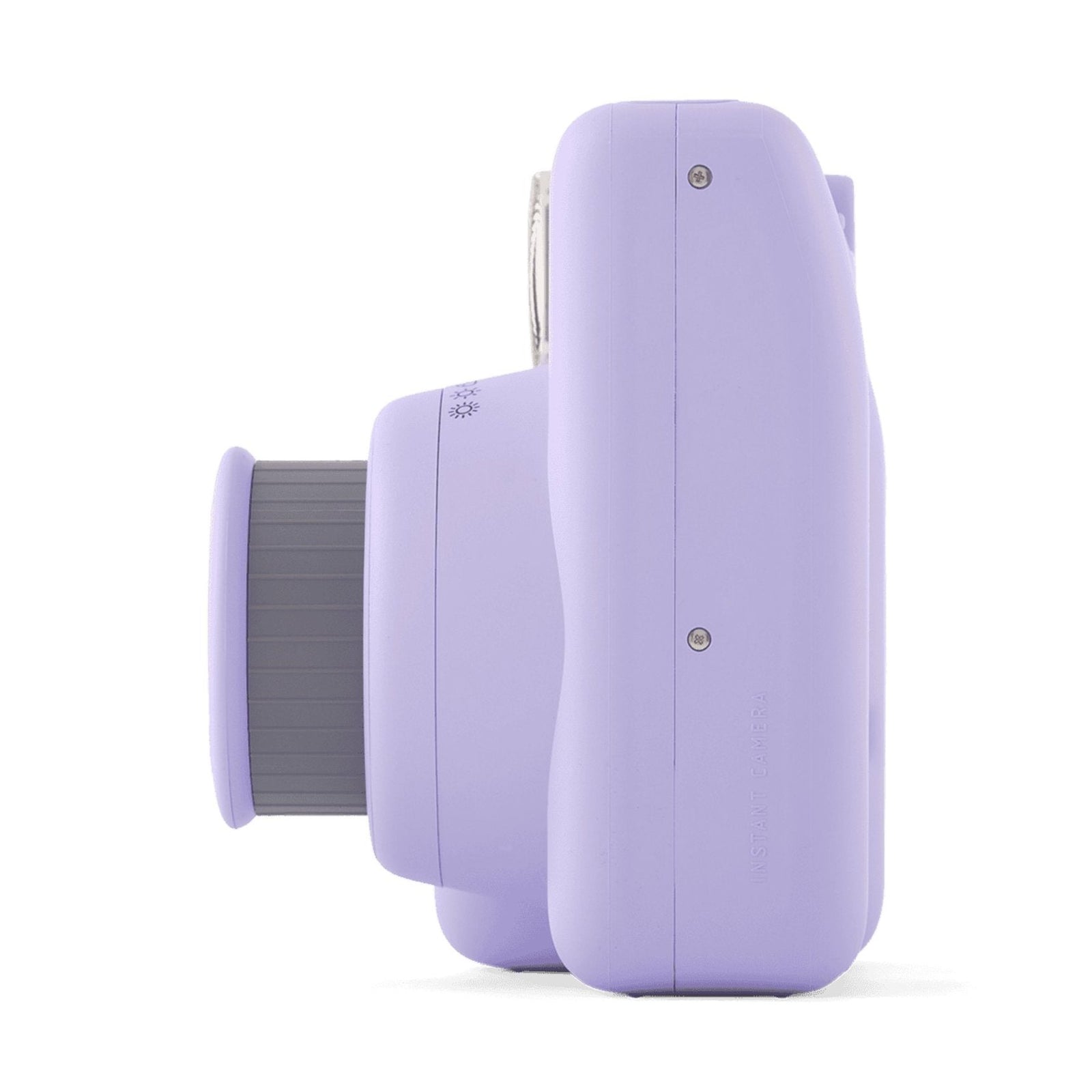 Fujifilm INSTAX Mini SE instant camera in matte lavender purple with soft-touch texture and ergonomic rounded body from ClubCamera.com