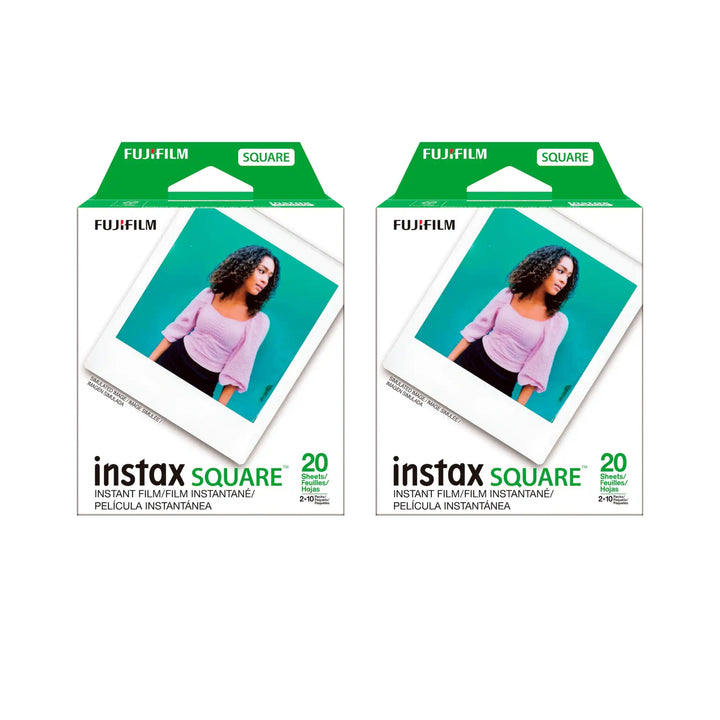 ClubCamera.com pair of Fujifilm Instax SQUARE instant film boxes side by side symmetrical view