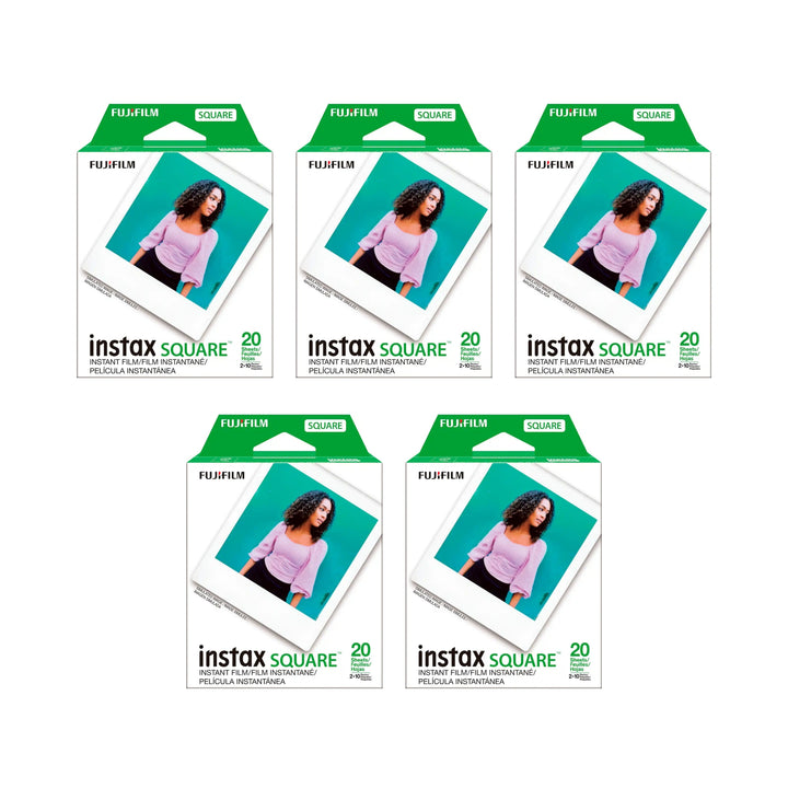 ClubCamera.com bulk pack of five Fujifilm Instax SQUARE instant film boxes white background