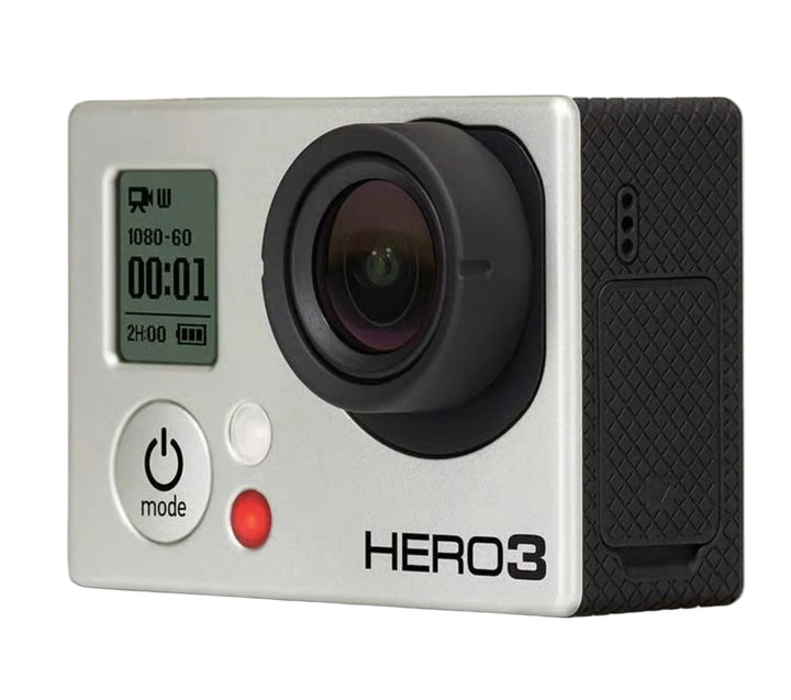 GoPro HERO3 White Edition action camera front view with LCD screen and ClubCamera branding